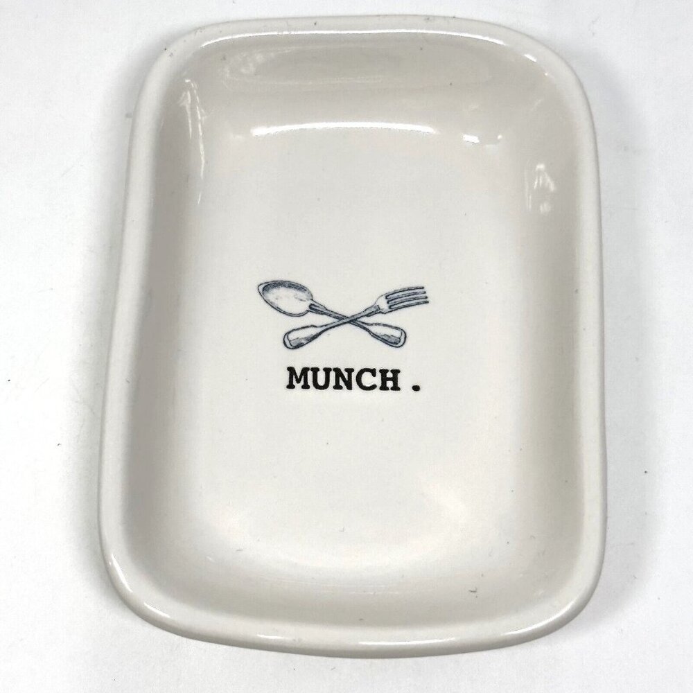 RAE DUNN Artisan Collection by Magenta Rectangle "Munch" Dessert Plate Bowl EUC